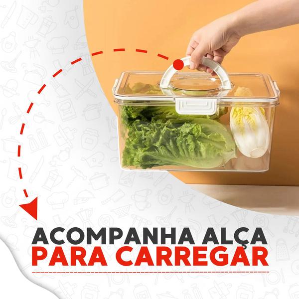 Imagem de Organizador Geladeira Com Escorredor Tampa 8l Clear Fresh 