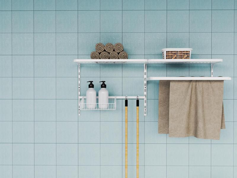 Organizador Lavanderia Modular Prateleira Multiuso Suspenso Aço - DiCarlo Imagem de Organizador Lavanderia Modular Prateleira Multiuso Suspenso Aço