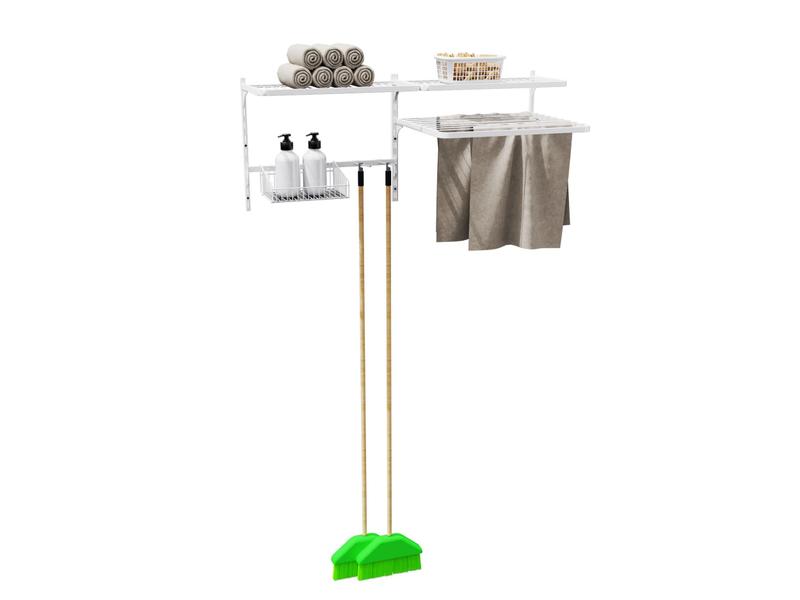 Organizador Lavanderia Modular Prateleira Multiuso Suspenso Aço - DiCarlo Imagem de Organizador Lavanderia Modular Prateleira Multiuso Suspenso Aço