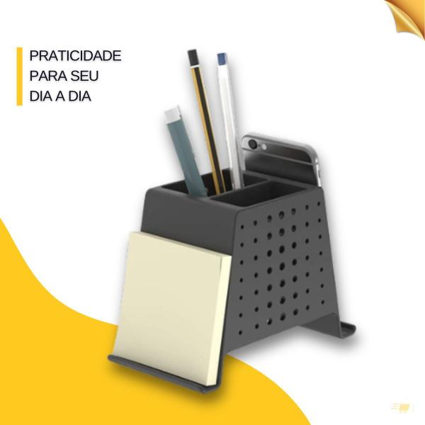 Imagem de Organizador Mesa Escritório 3 em 1 Porta Caneta Clips Preto