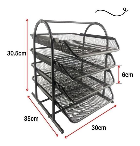 Imagem de Organizador Mesa Escritório Bandeja 4 Partes Folha A4