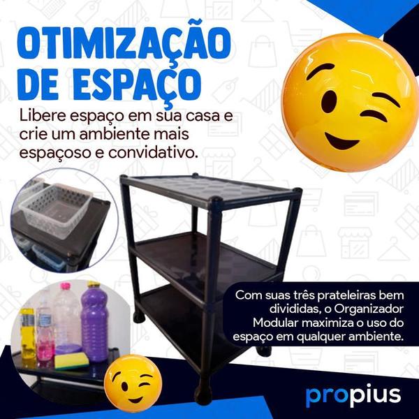 Imagem de Organizador Modular Estante Prateleira Gaveteira Gavetas Modulável Multiuso 3 Andares Cozinha Reforçada Resistente