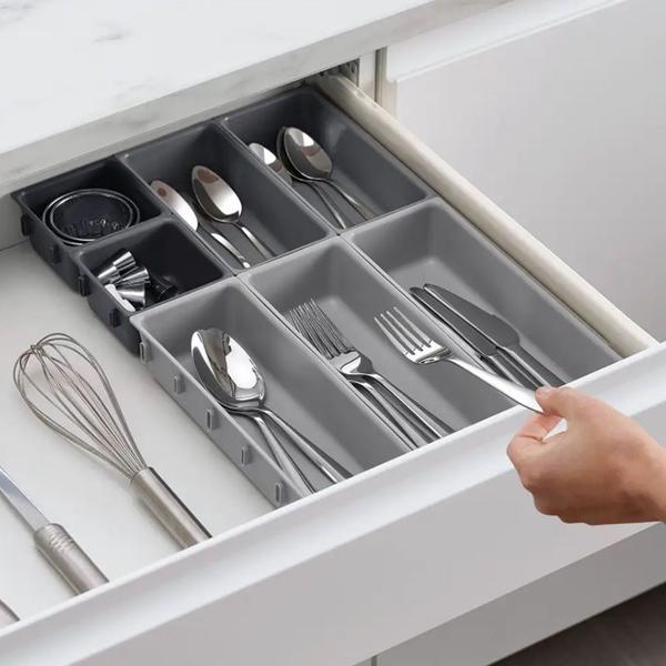 Imagem de Organizador Modular Multiuso Kit Com 7 Peças Para Gaveta Armario Cozinha Maquiagem Ferramentas Material Escolar