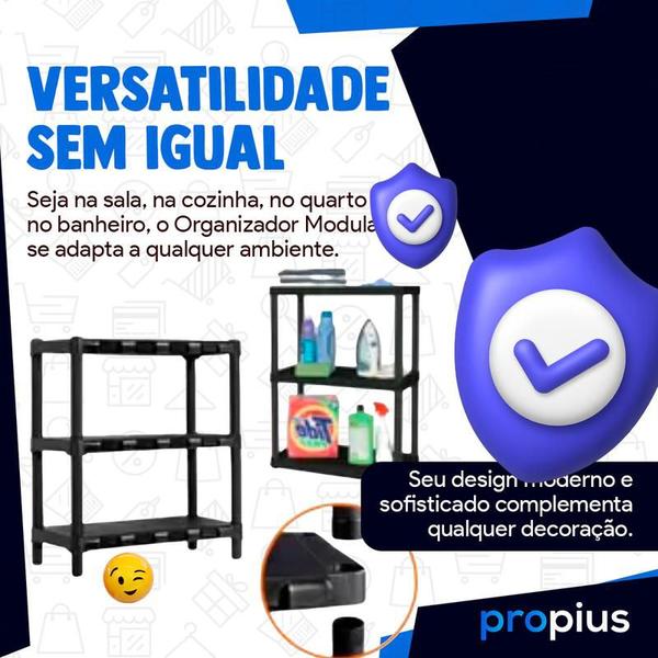 Imagem de Organizador Modular Prateleira Gaveteira Empilhável Talheres Plástico Banheiro Sala Vertical Reforçada Resistente