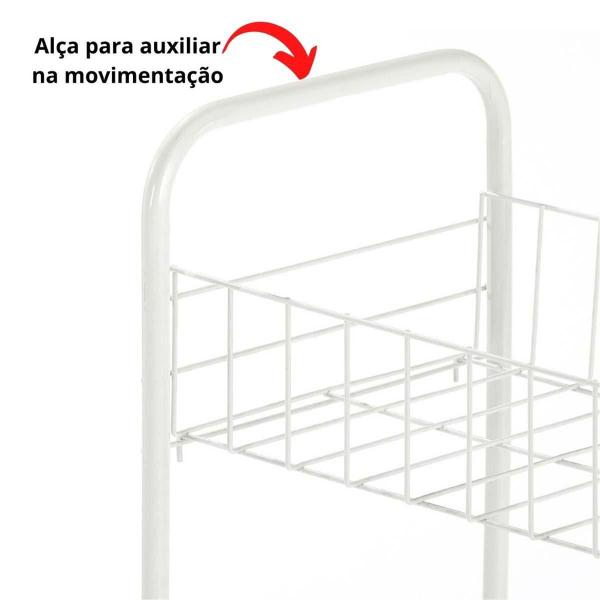 Imagem de Organizador Multiuso 2 Prateleiras Branco Metal para Cozinha Lavanderia Banheiro