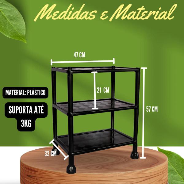 Imagem de  Organizador Multiuso 3 Andares Prateleira Modular Estante De Plástico Preta