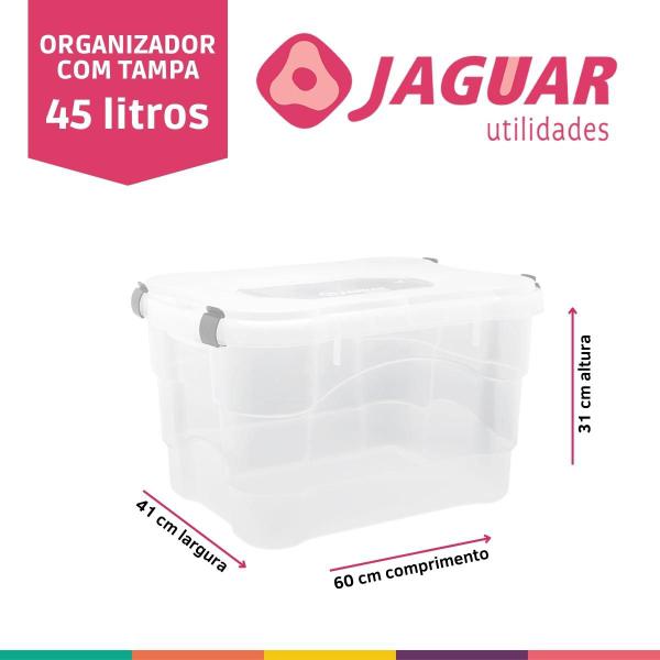 Imagem de Organizador Multiuso 45 Litros Caixa com Tampa Jaguar