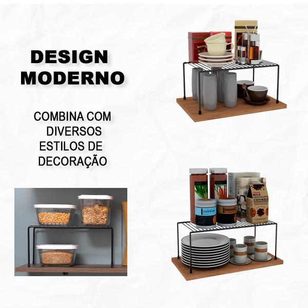 Imagem de Organizador Multiuso Cozinha Prateleira Linha Elegance Preto