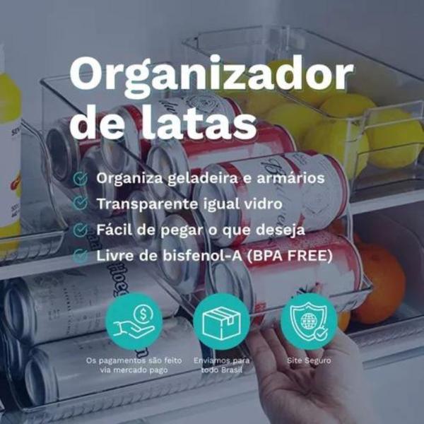 Imagem de Organizador Multiuso de Latas Pra Geladeira Armário Acrílico