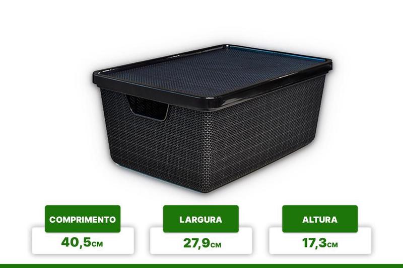 Organizador Multiuso Jutta Preto 16Litros - ARQPLAST Imagem de Organizador Multiuso Jutta Preto 16Litros