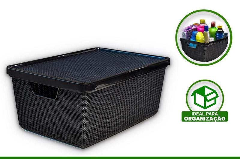 Organizador Multiuso Jutta Preto 16Litros - ARQPLAST Imagem de Organizador Multiuso Jutta Preto 16Litros