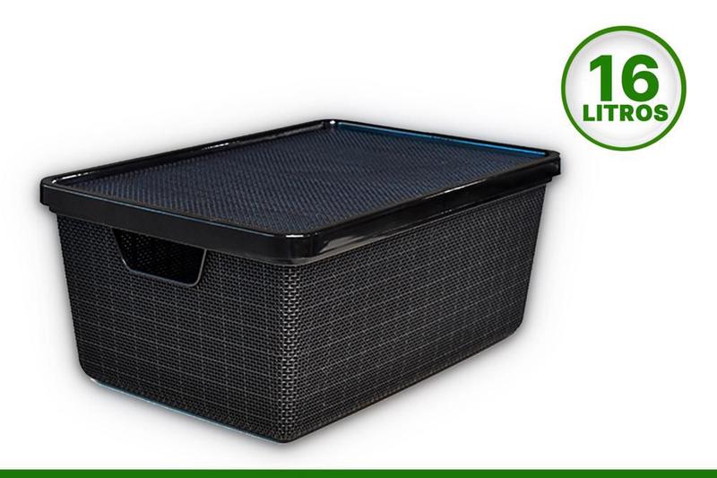 Organizador Multiuso Jutta Preto 16Litros - ARQPLAST Imagem de Organizador Multiuso Jutta Preto 16Litros