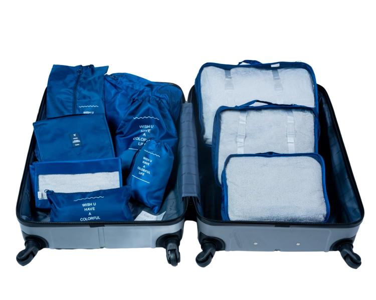 Imagem de Organizador necessaire para mala de viagem kit 10 peças coleção unique - azul marinho