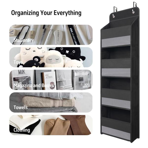 Imagem de Organizador Over Door Giraffe Creation com 4 bolsos, preto