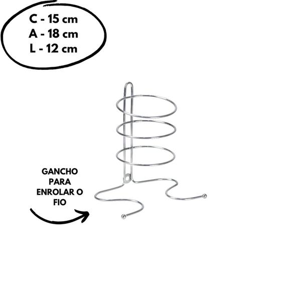 Imagem de Organizador P/ Secador De Cabelo E Suporte P/ Fio Aço Inox