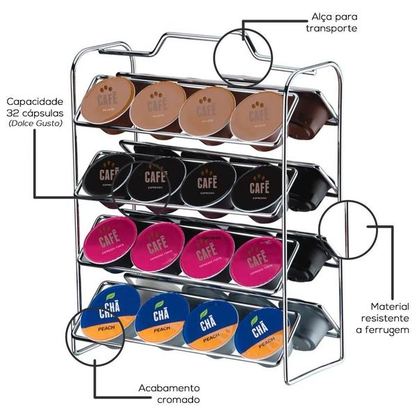 Imagem de Organizador para 32 cápsulas de café Compatível c/ Dolce Gusto