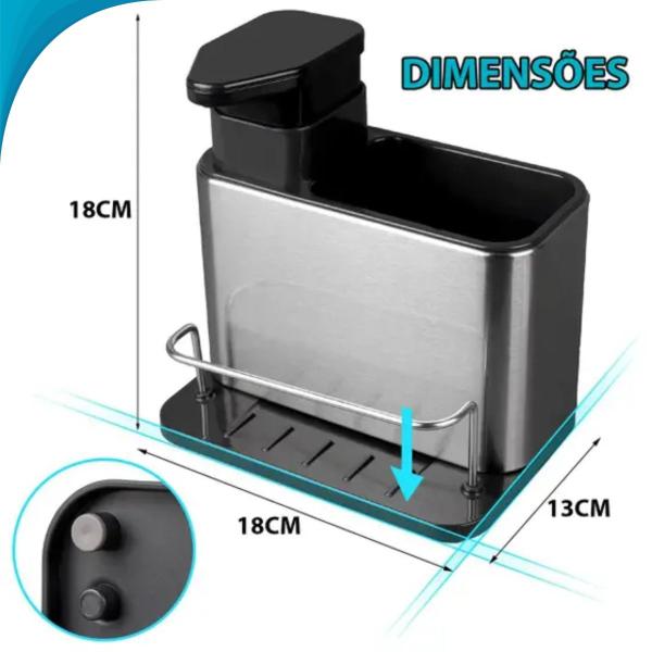 Imagem de Organizador para Detergente de Pia em Inox com Design Compacto e Ideal para Espaços Pequenos