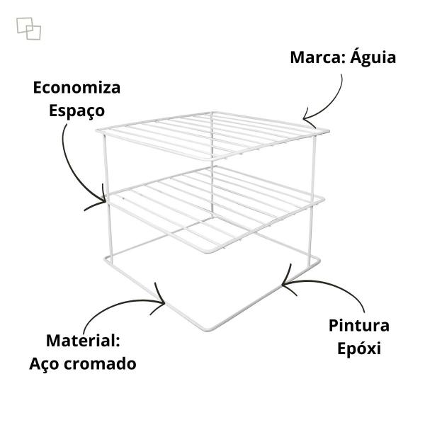 Imagem de Organizador Para Pratos e Louças Quadrado Aramado Aço Reforçado para Armário Cozinha Águia