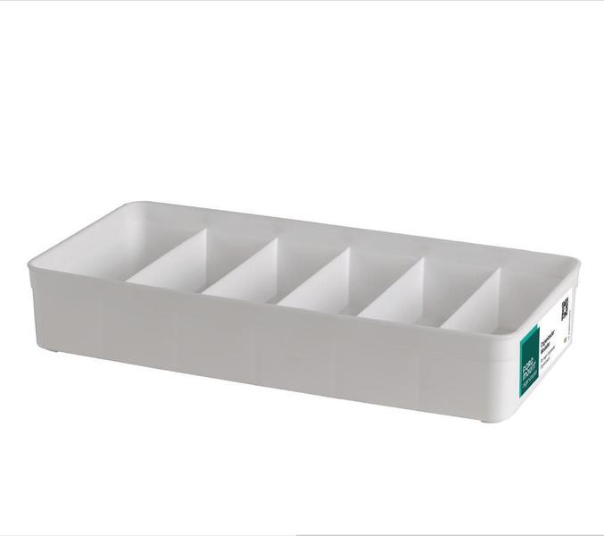 Imagem de Organizador Plástico Branco Multiuso Divisórias 35X10X7Cm