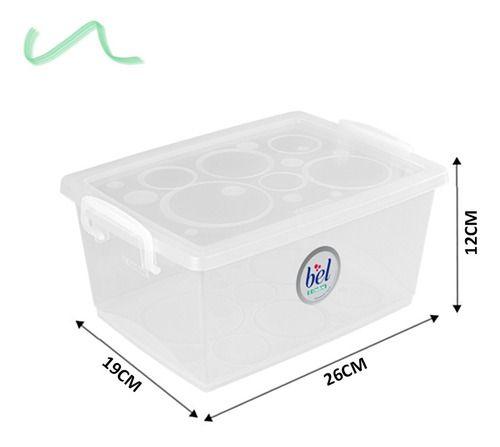 Imagem de Organizador Plastico Cristal Com Trava 4l Tampa Ordene Kit 4