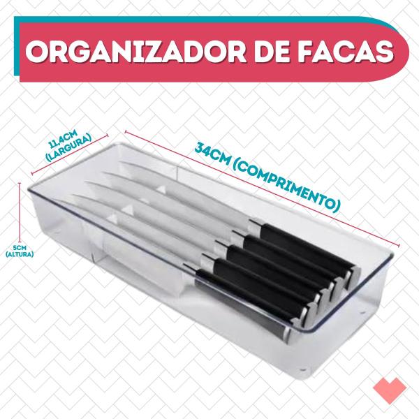 Imagem de Organizador Porta Facas Gaveta 5 Divisórias Acrílico 5 peças