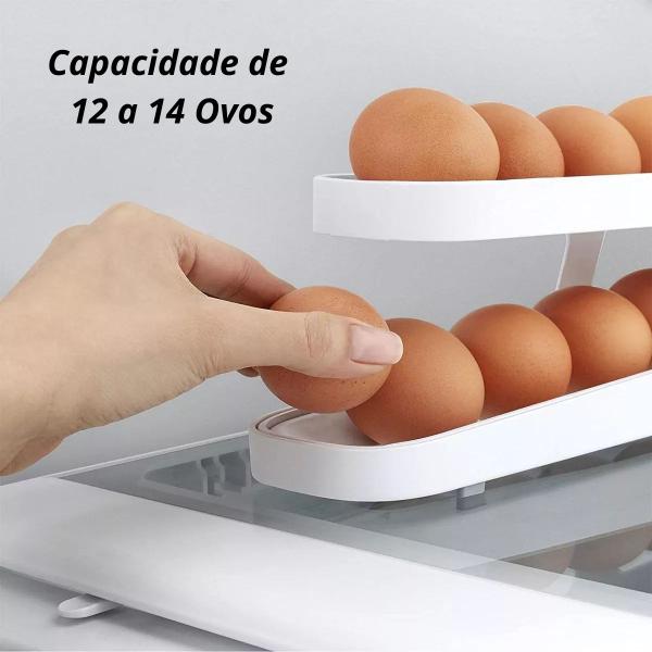 Organizador Porta Ovos Bandeja Dispenser Rolante Armazena ate 14 ovos - MRS Imagem de Organizador Porta Ovos Bandeja Dispenser Rolante Armazena ate 14 ovos