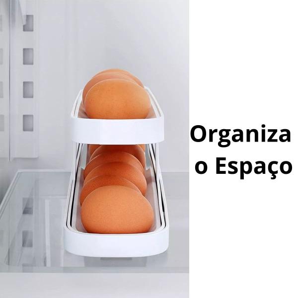 Organizador Porta Ovos Bandeja Dispenser Rolante Armazena ate 14 ovos - MRS Imagem de Organizador Porta Ovos Bandeja Dispenser Rolante Armazena ate 14 ovos