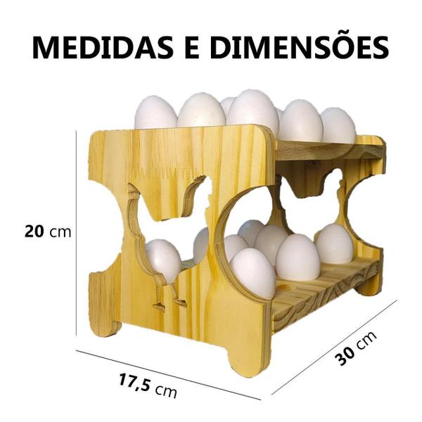 Imagem de Organizador Porta Ovos Em Madeira 30 Unidades - Galinha Circ