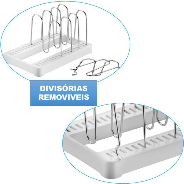 Imagem de Organizador Porta Pratos Tampas Panela Travessa Armário Cozinha Cinza Cromado - 1119CZ Future