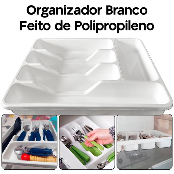 Imagem de Organizador Porta Talheres de Gaveta com 5 Divisórias - Preto, Branco ou Cinza