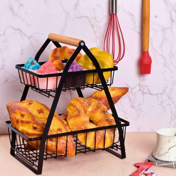 Organizador Prateleira 2 Cestas Fruteira Dupla Aramada Mesa - Clink Imagem de Organizador Prateleira 2 Cestas Fruteira Dupla Aramada Mesa