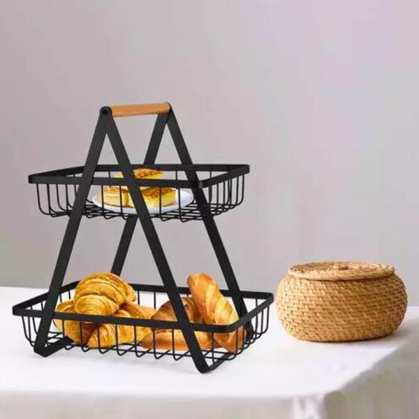Organizador Prateleira 2 Cestas Fruteira Dupla Aramada Mesa - Clink Imagem de Organizador Prateleira 2 Cestas Fruteira Dupla Aramada Mesa
