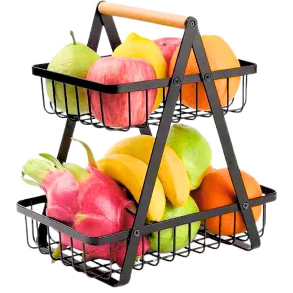 Organizador Prateleira 2 Cestas Fruteira Dupla Aramada Mesa - Clink Imagem de Organizador Prateleira 2 Cestas Fruteira Dupla Aramada Mesa