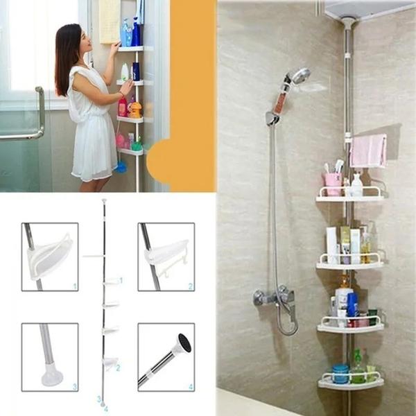 Imagem de Organizador Prateleira Banheiro Suporte Ajustavel Shampoo Condicionador Toalha Sabonete Cantoneira