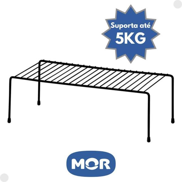 Imagem de Organizador Preto G Para Armário De Aço Suporta 5Kg - Mor