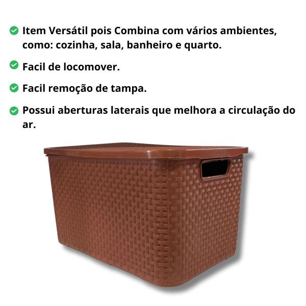 Imagem de Organizador rattan c/ tampa 20 litros marrom