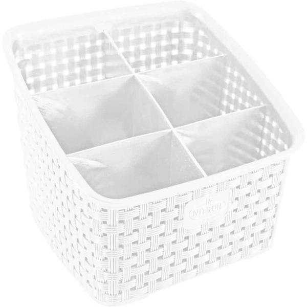 Imagem de Organizador Rattan com 6 Divisórias Branco