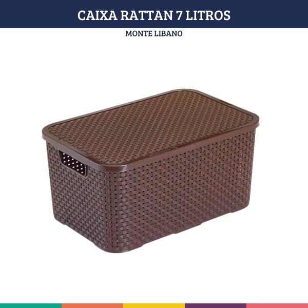 Imagem de Organizador Rattan Marrom 7Lts Caixa com Tampa Monte Libano