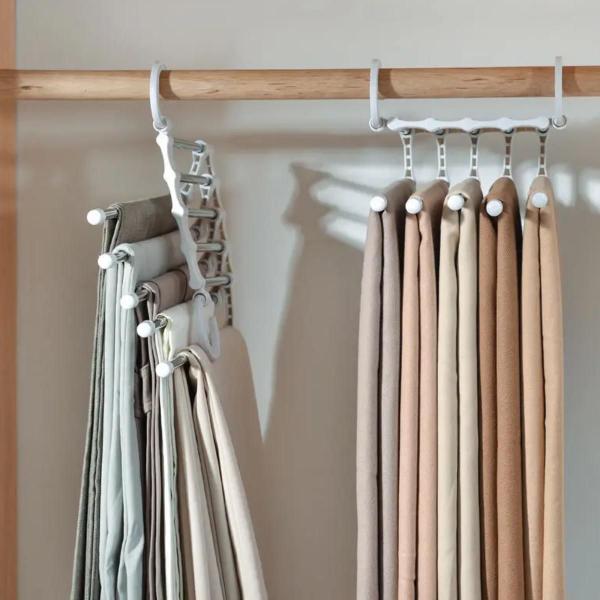 Organizador Retrátil Inox com 5 Divisórias para Calças - Kit c/ 4 - Monac Imagem de Organizador Retrátil Inox com 5 Divisórias para Calças - Kit c/ 4