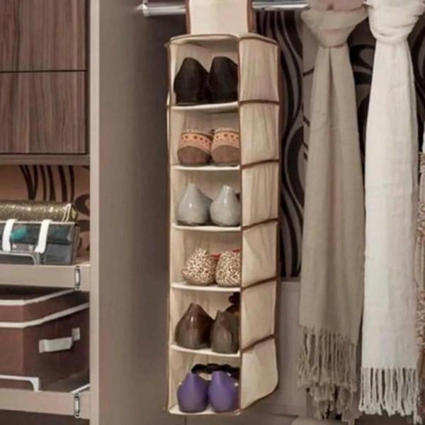 Imagem de Organizador Sapateira Vertical Dobrável 6 Nichos Closet