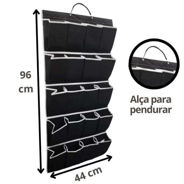 Imagem de Organizador Sapatos Sapateira Vertical Atrás Porta 20 Bolsos 10 pares