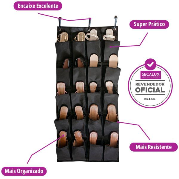 Imagem de Organizador Sapatos Sapateira Vertical Atrás Porta 20 Bolsos