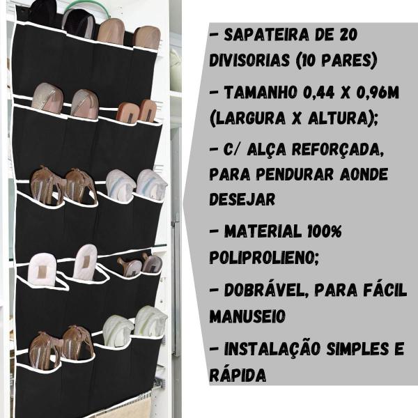 Imagem de Organizador Sapatos Sapateira Vertical Atrás Porta Bolsos