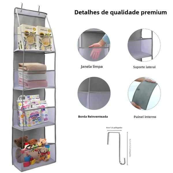 Imagem de Organizador Suspenso para Porta com 4/6 Gavetas - Ideal para Quarto, Banheiro e Armário