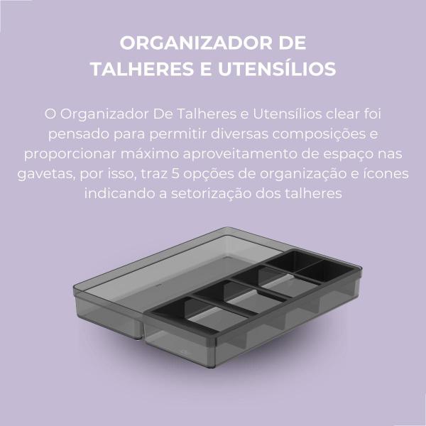 Imagem de Organizador talheres e utensilios clear preto cozinha ou