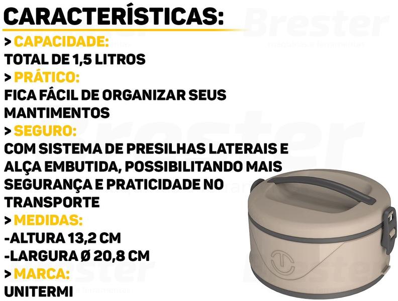 Imagem de Organizador Térmico Milão Marmita Para Alimentos Com Duas Divisórias 1,5 Litros Unitermi