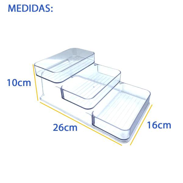 Imagem de Organizador Triplo + 6 Potes Herméticos Temperos Tampa 180ml