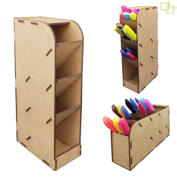 Imagem de Organizador Vertical Compacto para Mesa e Escritório em MDF 4 Divisões