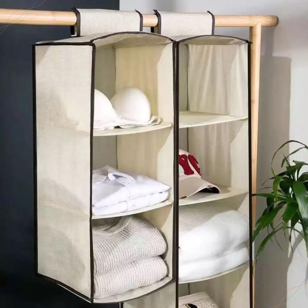 Imagem de Organizador Vertical Suspenso Guarda-Roupa TNT Roupas Multiuso Casita 30x30x60cm