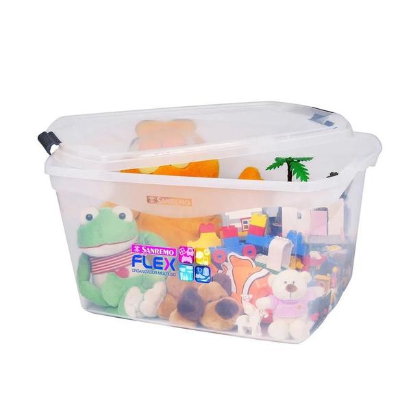 Imagem de Organizadora Plástica Transparente 68L Sanremo Flex Kit 3Un